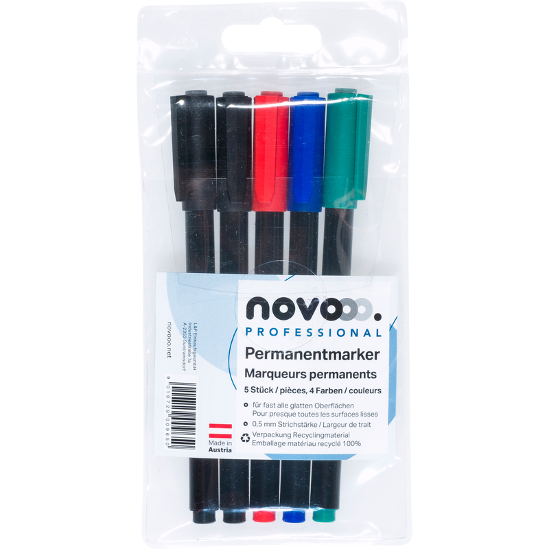 novooo Faserschreiber, permanent, 5 Stück, assortiert