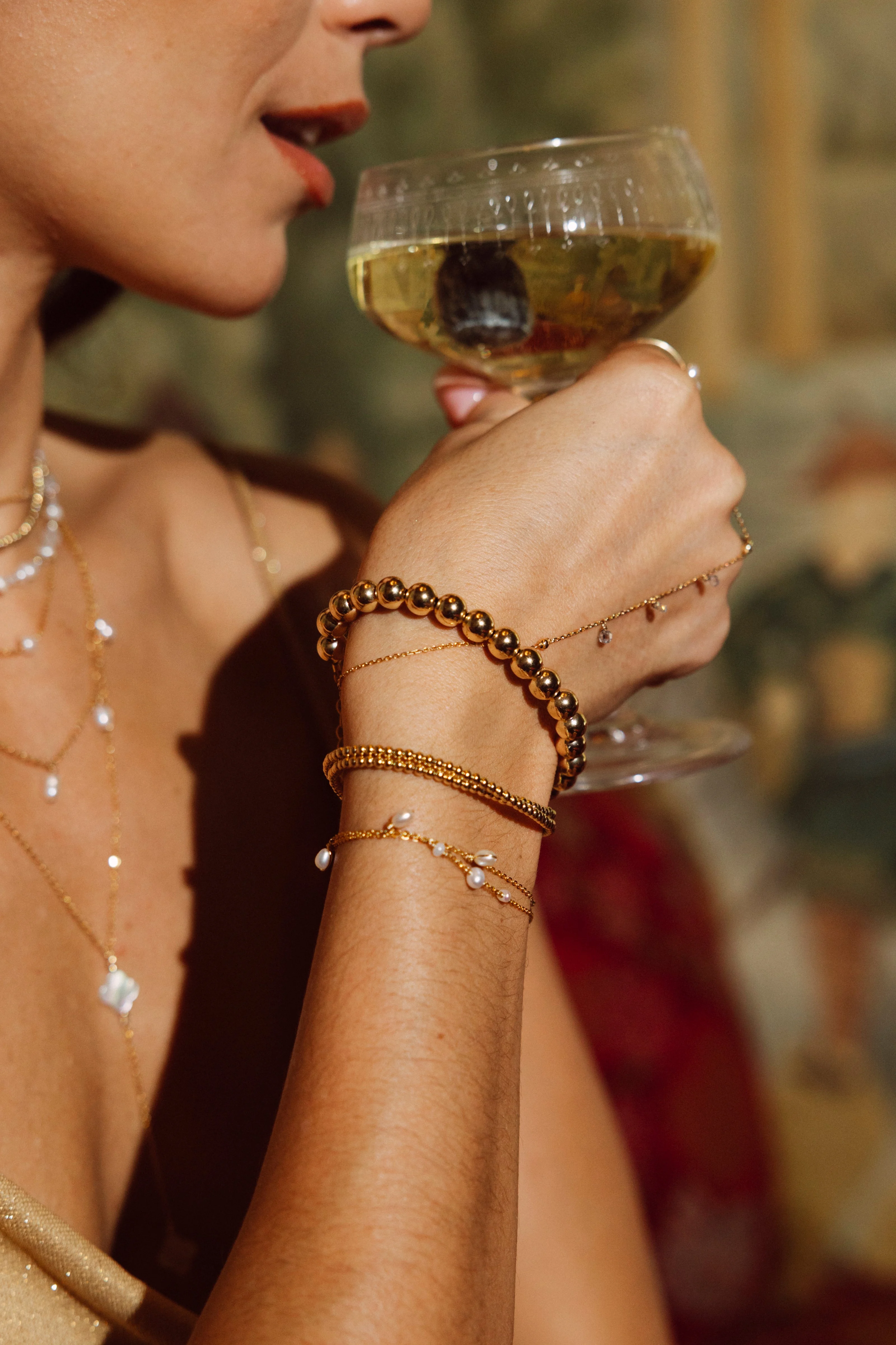 QUEEN - Collier-bracelet double - or | Doré