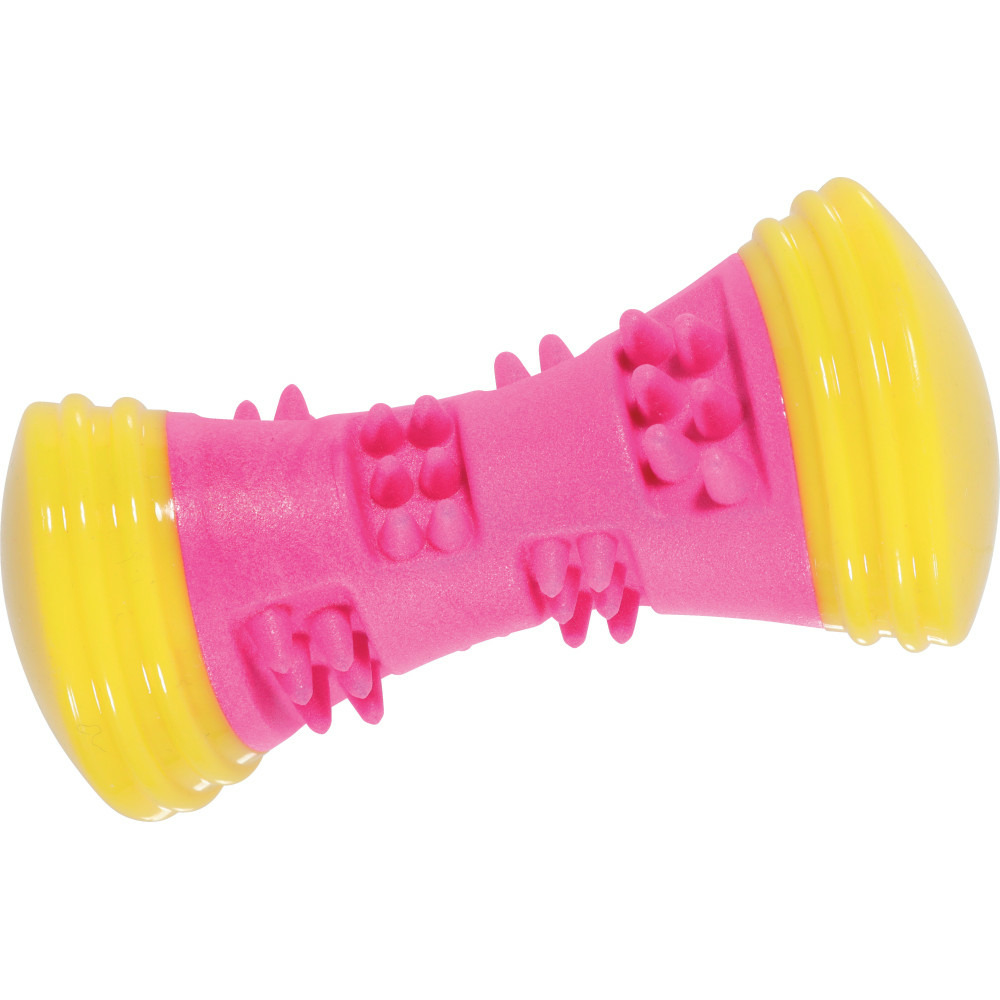 Jouet haltère sunset 15 cm rose pour chien