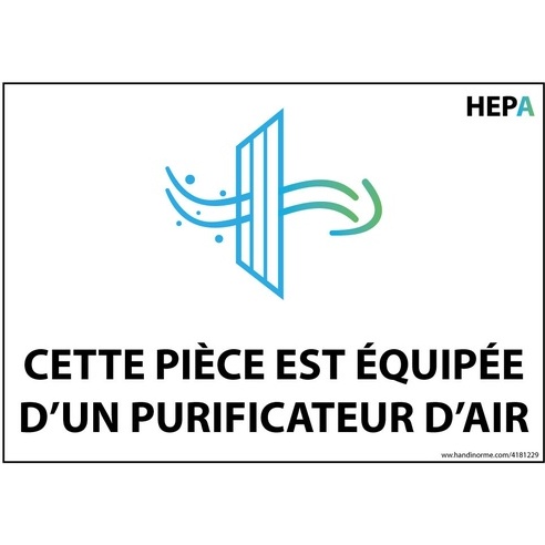 Autocollant - Pièce est équipée d'un purificateur d'air - HEPA