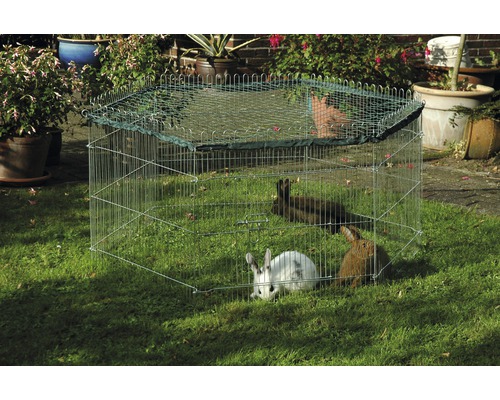 Buitenverblijf voor jonge dieren inclusief beschermnet 123x106x60 cm