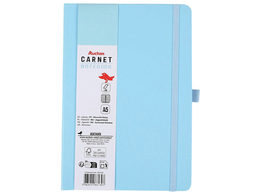 BLOCO DE NOTAS A5 LINHAS AUCHAN AZUL \