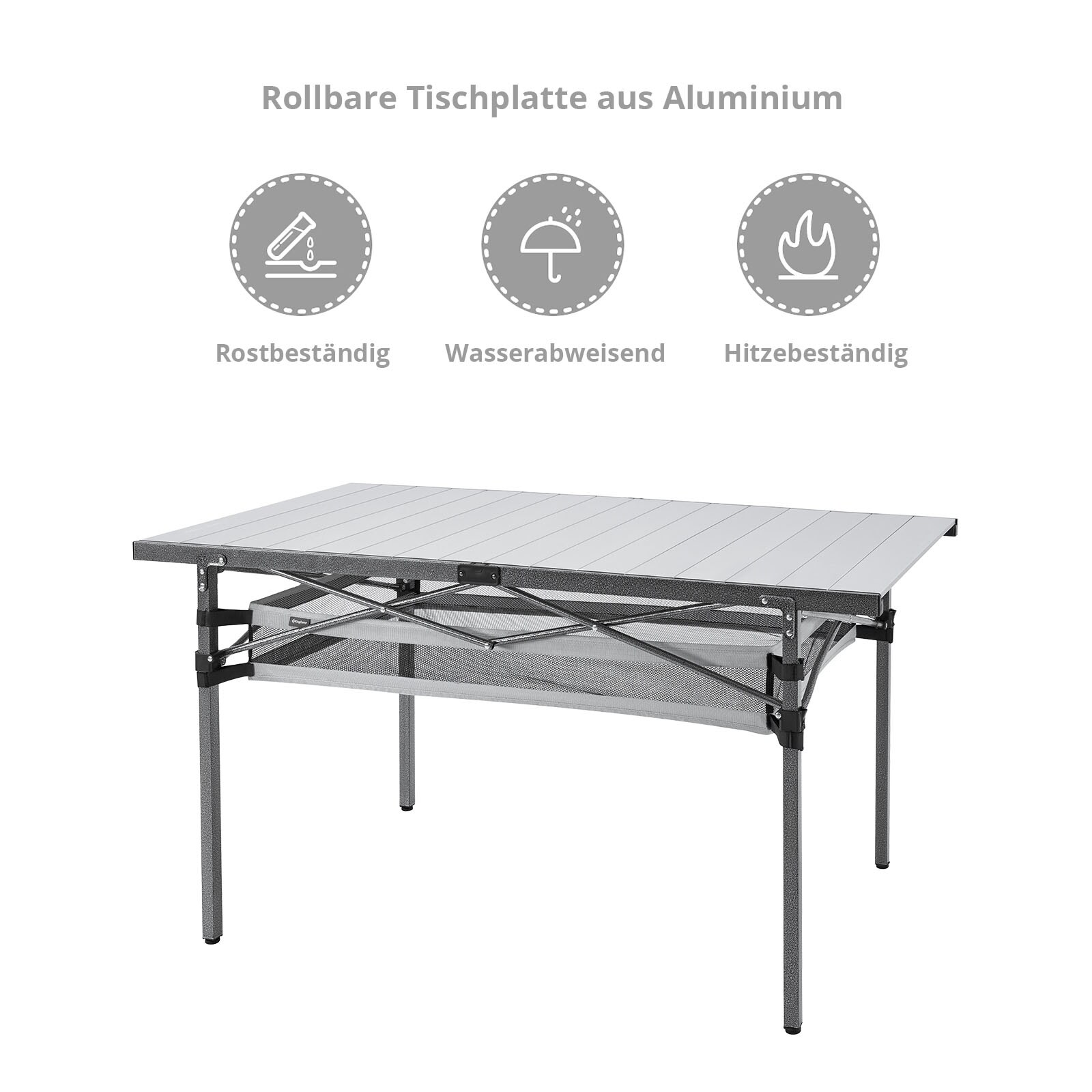 KINGCAMP Campingtisch Camping Rolltisch Klapptisch Garten Falttisch Alu 136x70cm
