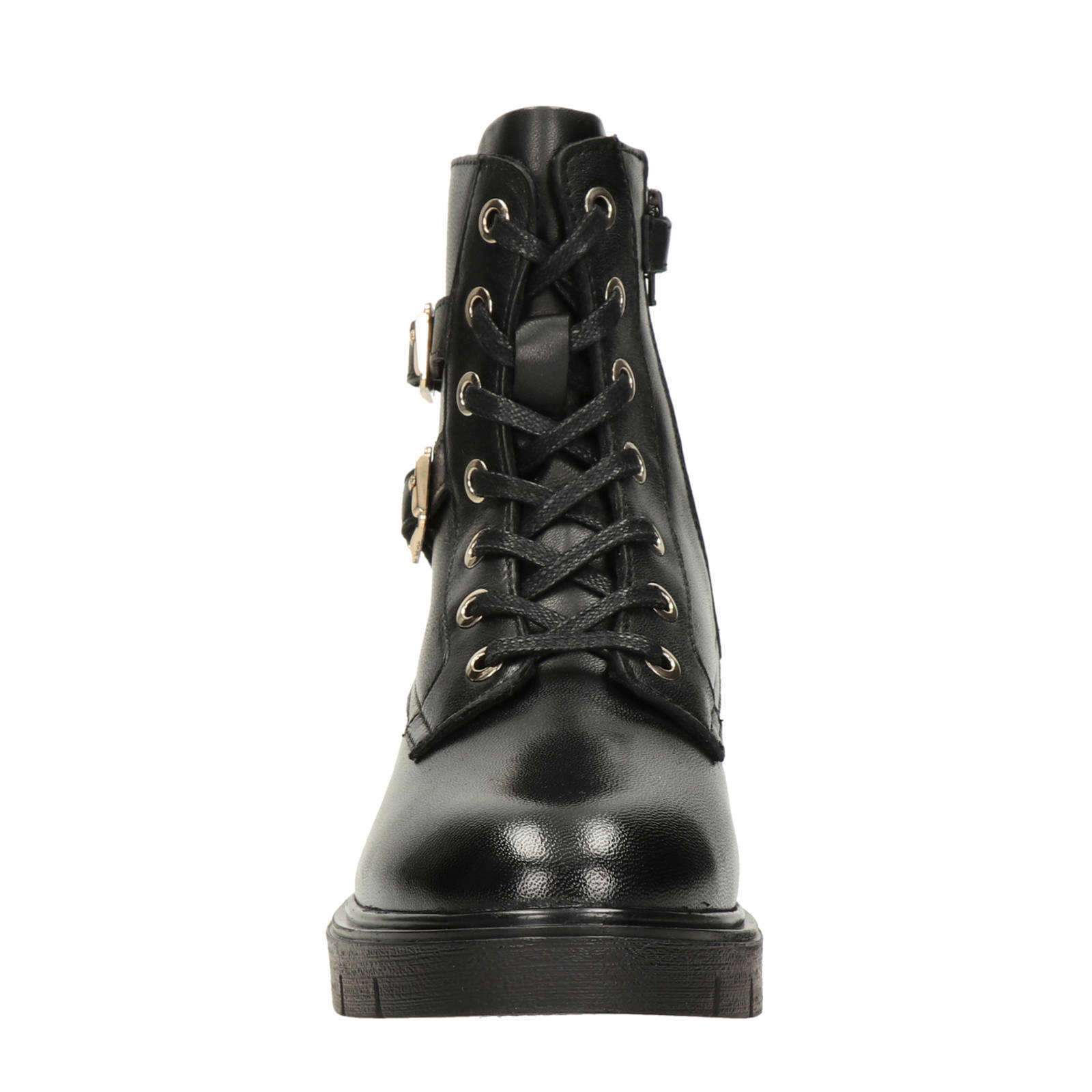 Nelson Kids leren veterboots zwart