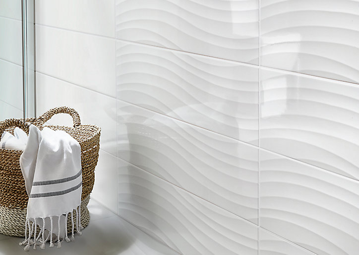 Carrelage mural blanc 20x60cm Plain céramique