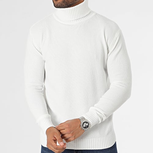 Pull Col Roulé Blanc
