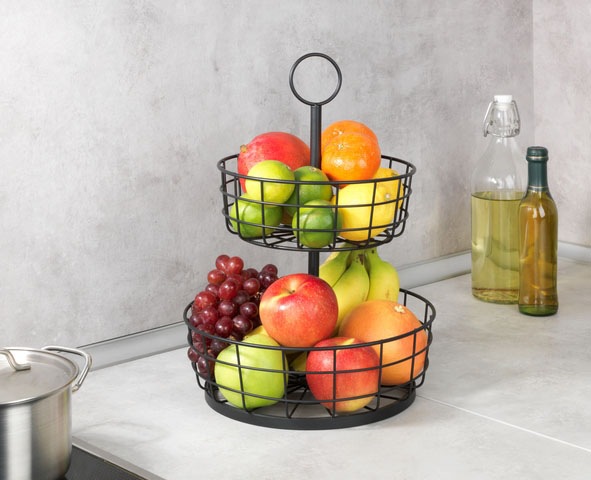WENKO Etagere »Multi-Korb-EtagÃ¨re« moderne Gemüse- und Obstschale mit Griff, 2-stöckiger Obstkorb