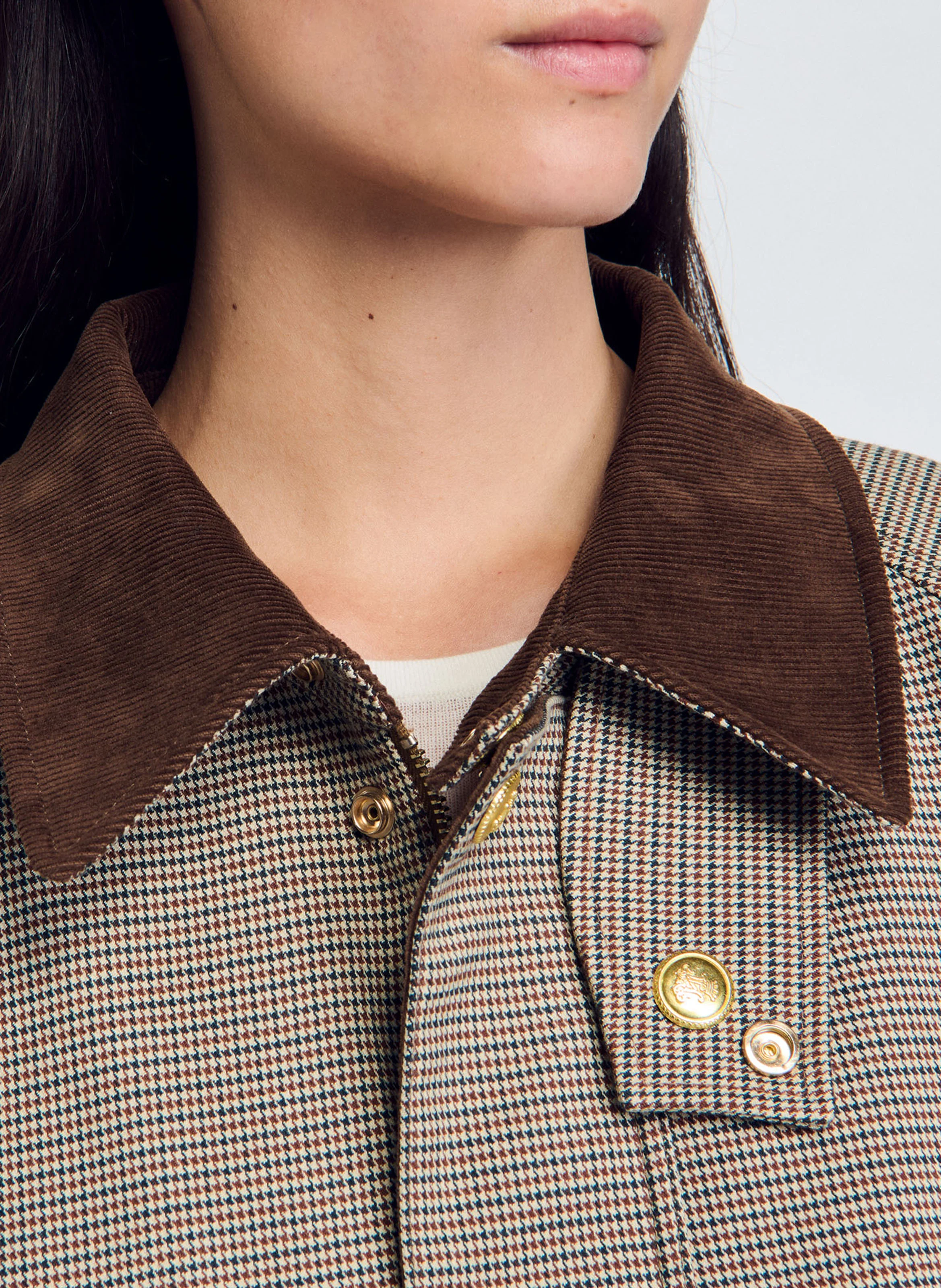 Veste col chemise à carreaux | Marron
