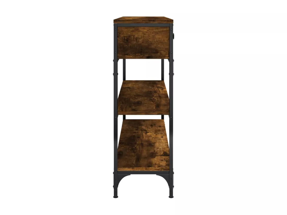 Table console chêne fumé 100x25x75 cm bois d'ingénierie