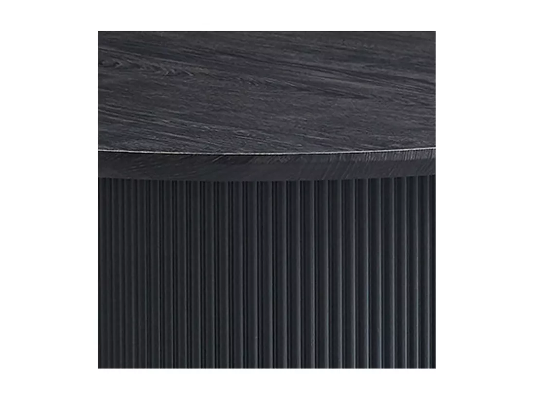 Table basse VAGOS – Effet bois brun foncé – Ronde – Diamètre 80 cm – Design élégant et robuste