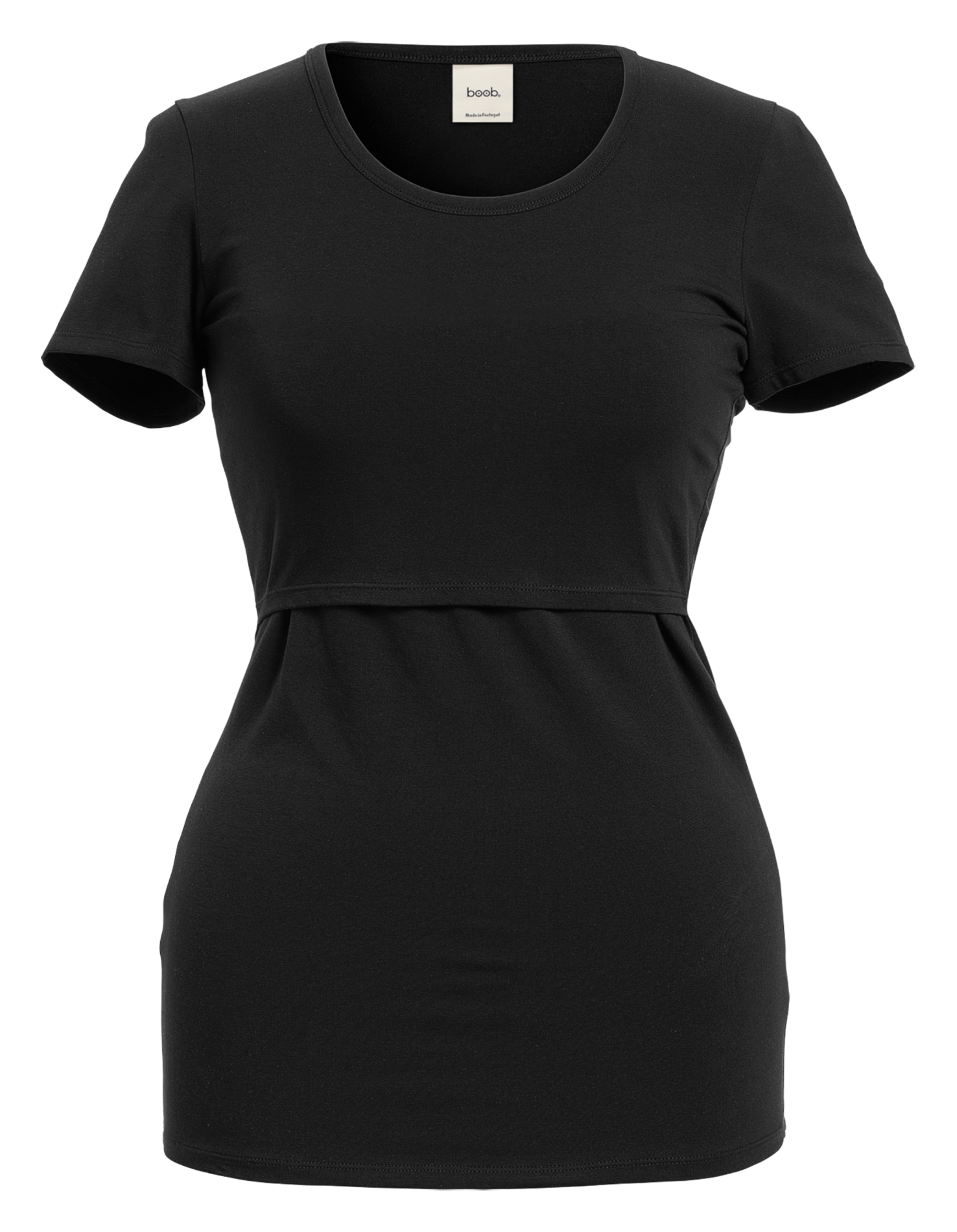 T-shirt de grossesse et d'allaitement col rond en coton mélangé| Noir