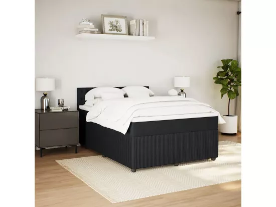 Sommier à lattes de lit avec matelas Noir 140x190 cm Velours