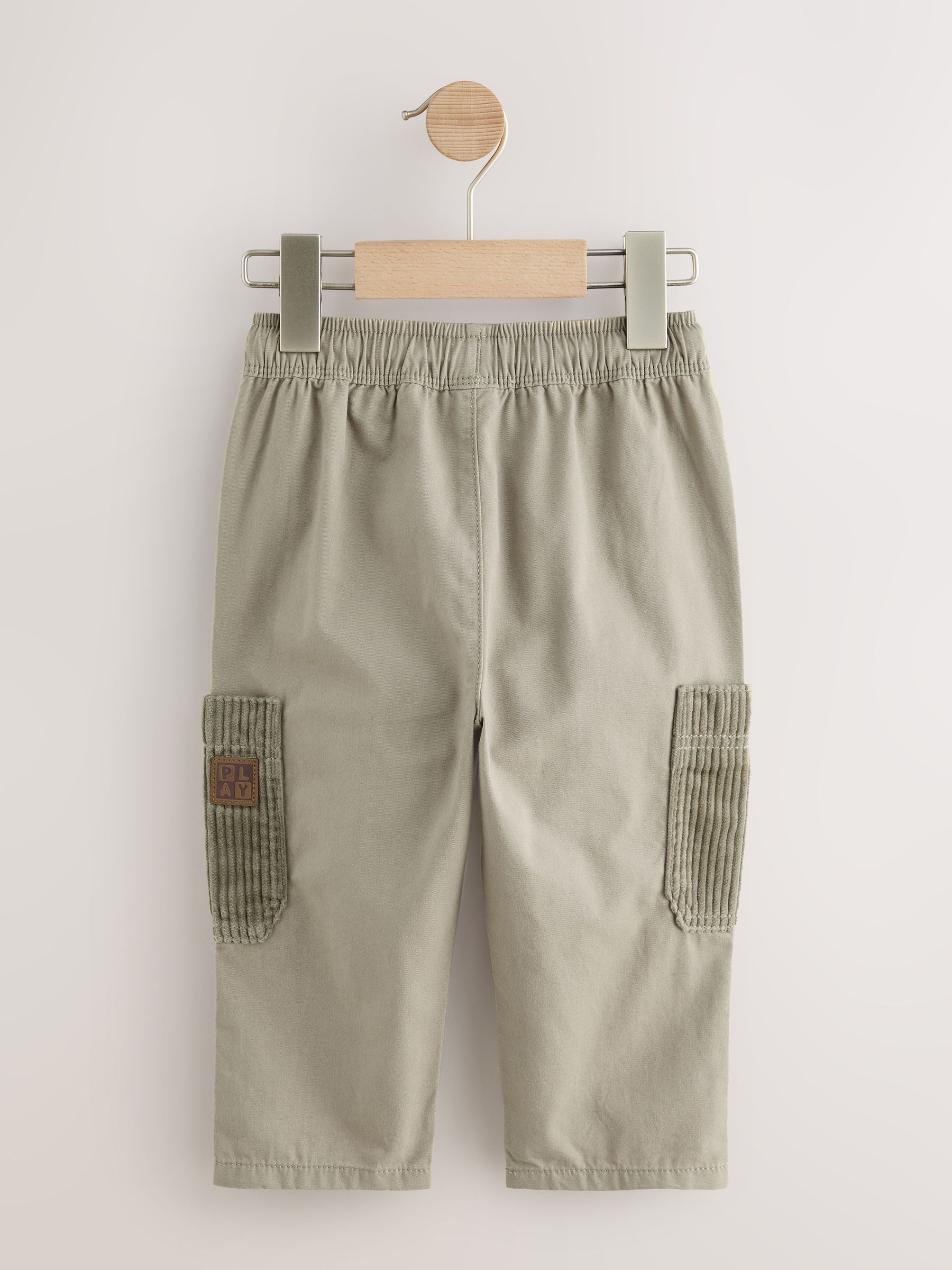 Grijs-groen - Broek met elastische taille en zijzakken (3mnd -7jr)