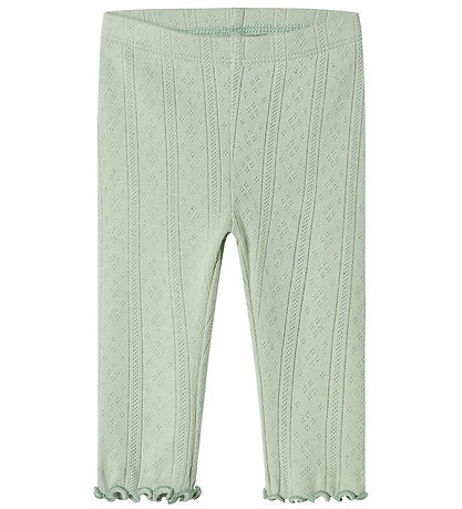 Name It Leggings - NbfJsilke - Aqua Grau m. Lochmuster
