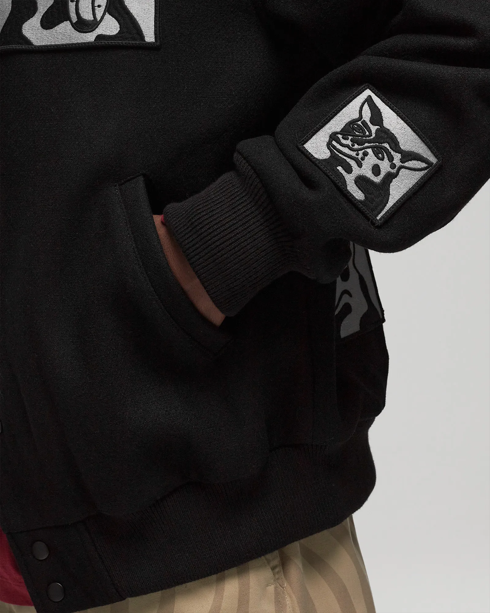 By Parra dog faced varsity jacket