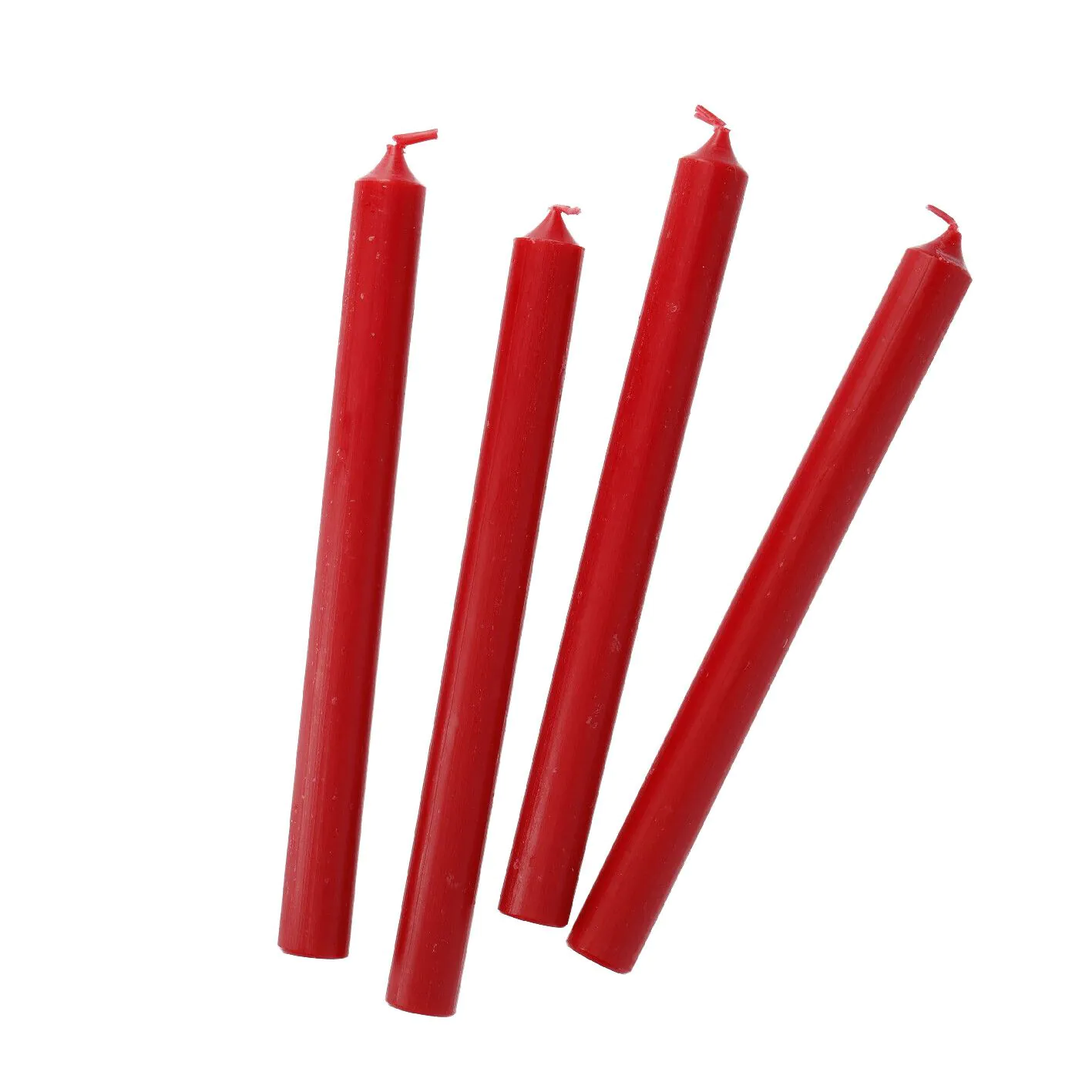 4er Set Stabkerze Rustik, rot, 25 cm