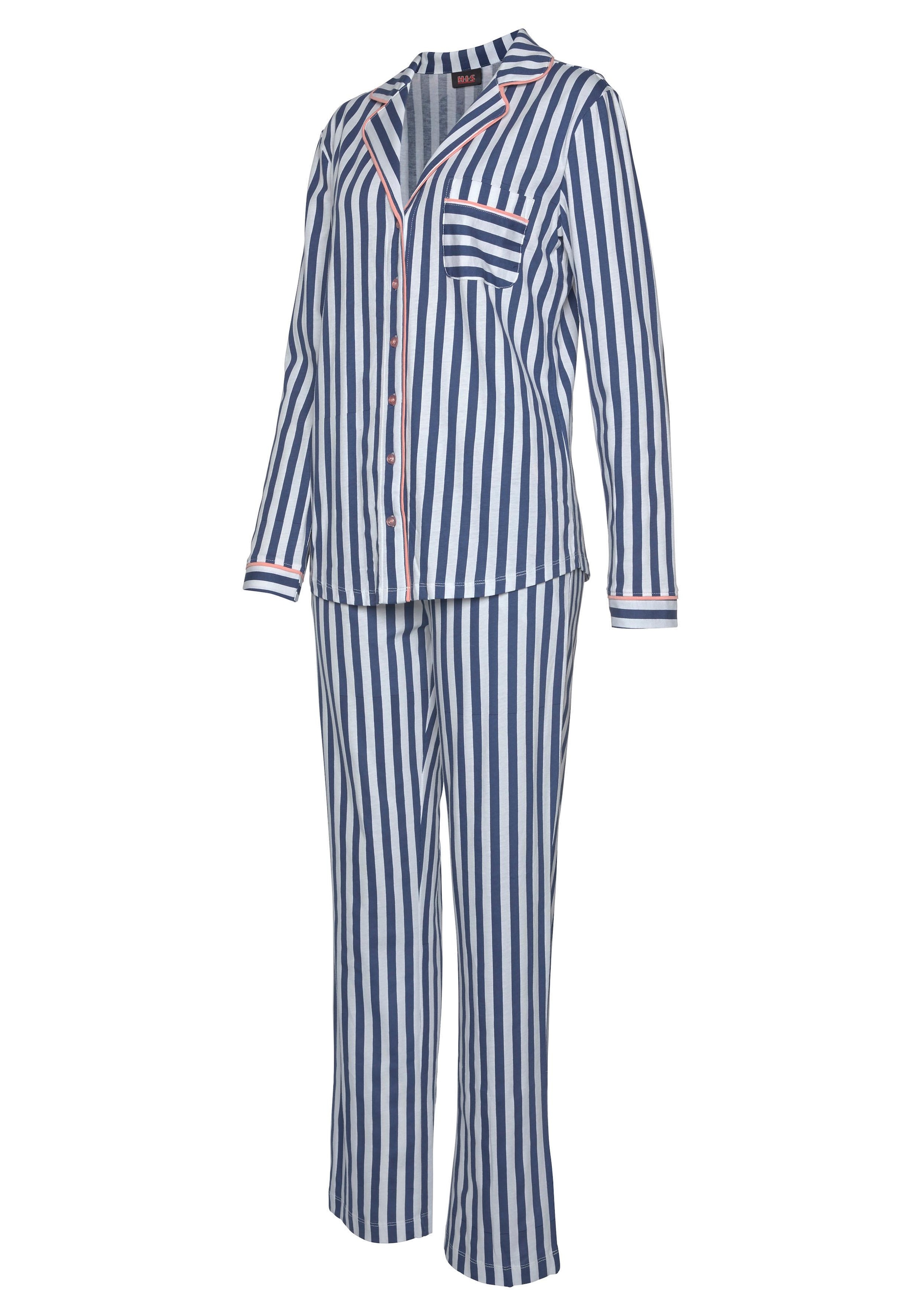H.I.S Pyjama, 2 Stk. in klassischem Schnitt mit Streifenmuster