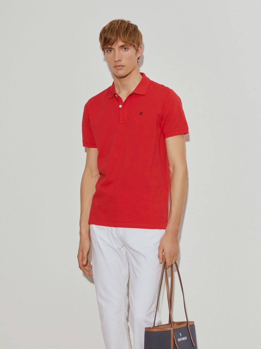 Polo piqué regular fit em algodão