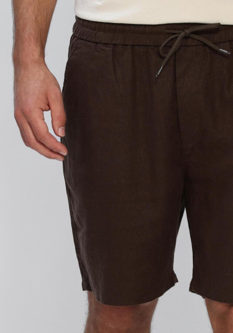 bruine les deux korte broek otto linen shorts