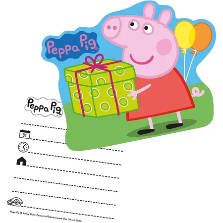 TIB Heyne Peppa Wutz Einladungskarten, 6er Packung