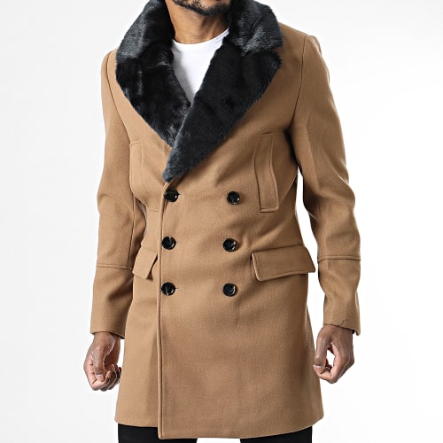 Manteau Col Fourrure Camel