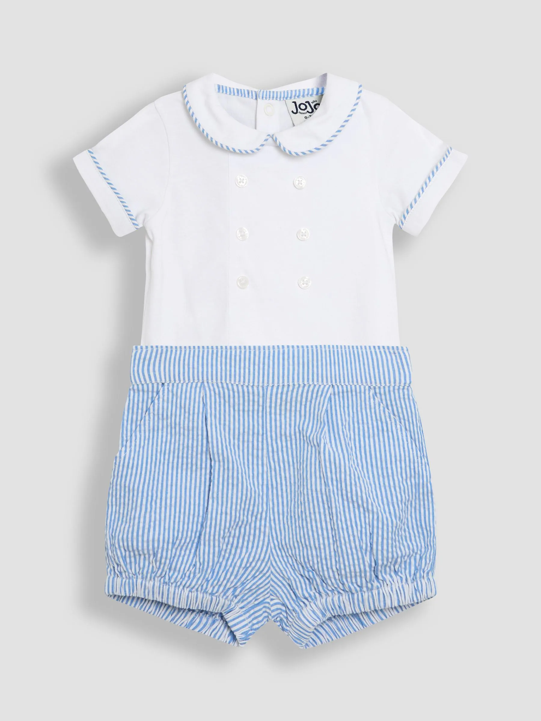 JoJo Maman Bébé 2-Piece Classic Body & Stripe Shorts Set