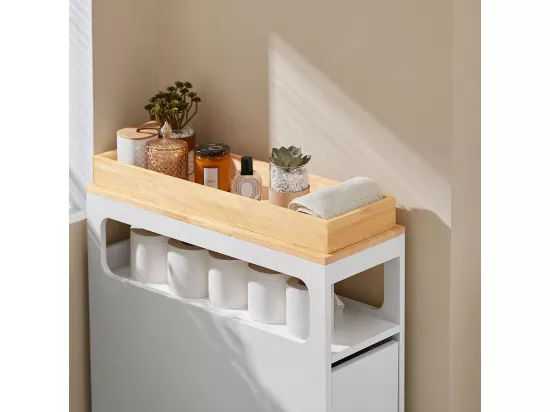 Meuble de Rangement Étroit sur roulettes Rangement Polyvalente avec 1 Plateau Amovible, BZR54-W