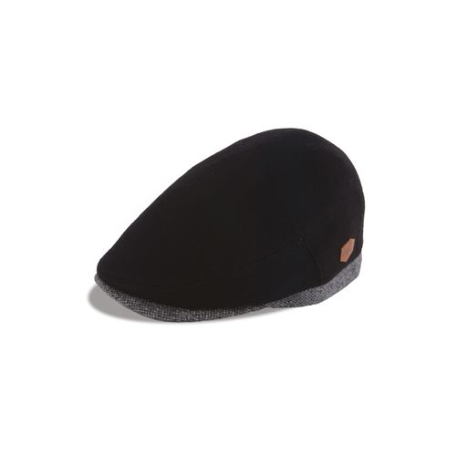 MJM Jordan Eco Virgin Wool Flatcap, Black/Grey, XL