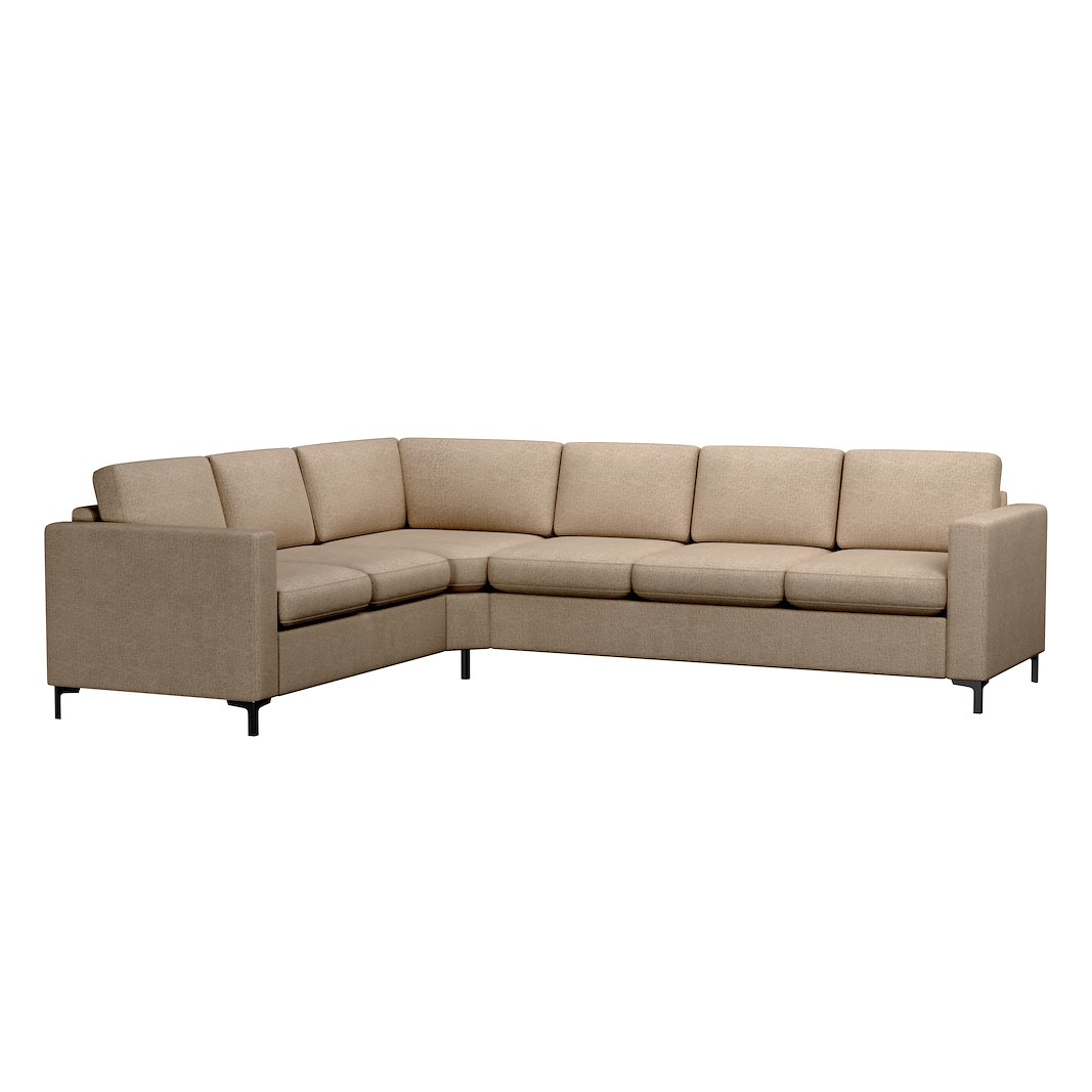 Ask hjørnesofa 23 hjørnesofa. Big hjørnemodul. Tekstil Nordic 4 Dune med sorte metallben