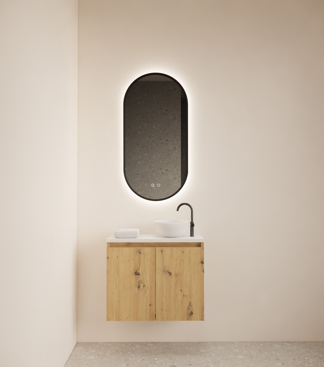 Gliss Design Echo toiletmeubel 60cm evoke eiken met toppaneel wit mat