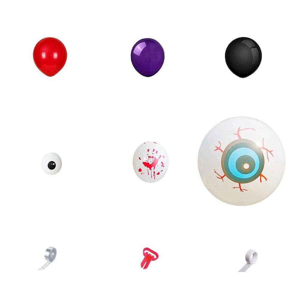 (149-tlg. Set) Halloween Luftballons Party Dekoration Latex Ballons - Rot / Violett / Schwarz / Weiss