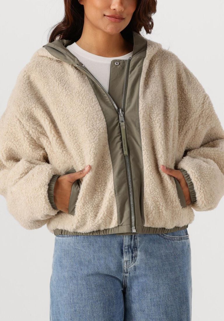 beige canada goose teddy jas alberni reversible fleece