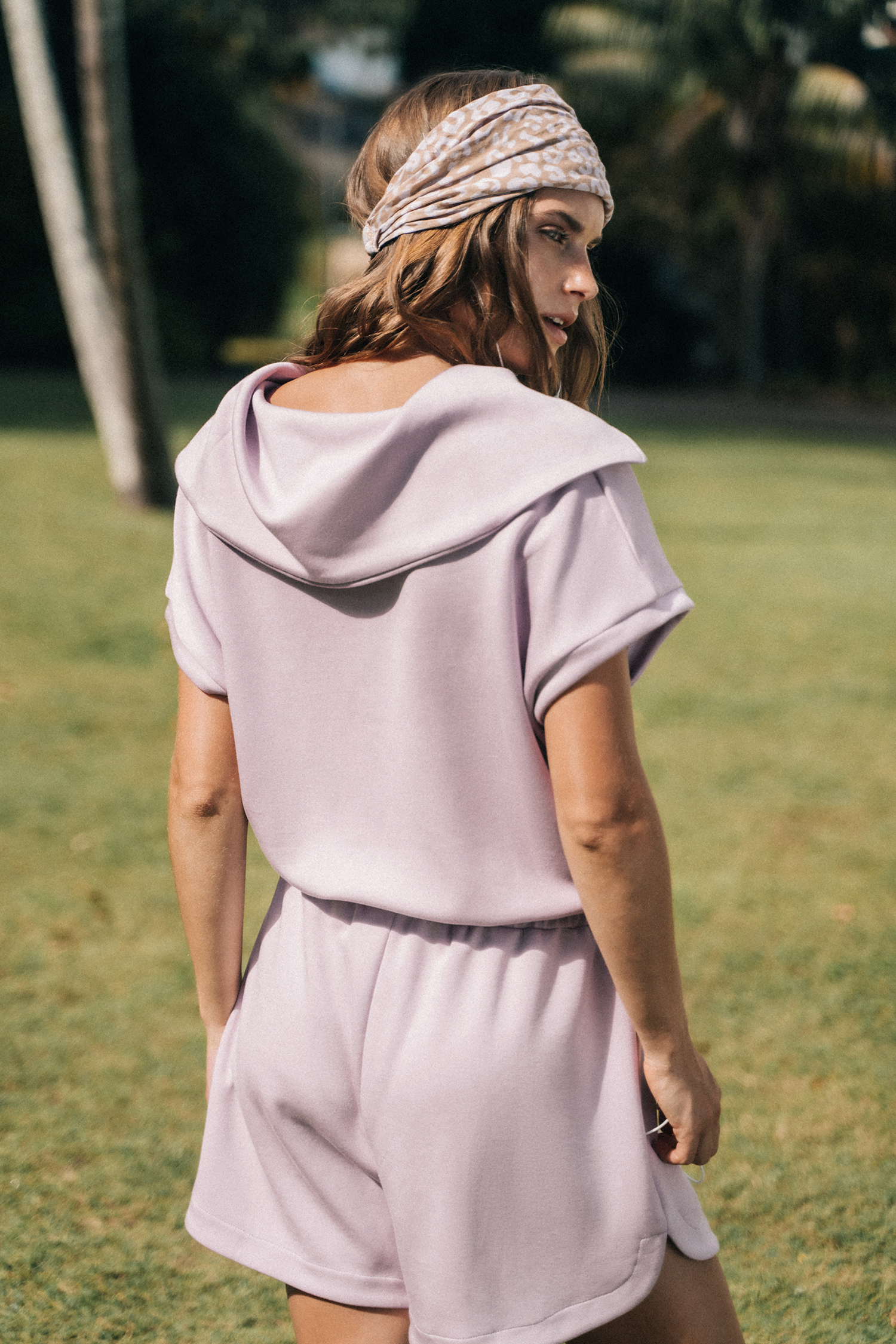 Combishort à col chemise et zip sur le devant lavande