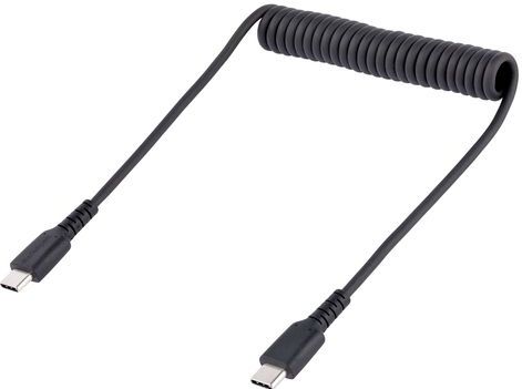 StarTech.com 50cm USB C Laadkabel, Zwart, Robuuste Fast Charge & Sync USB-C Spiraalkabel, USB 2.0 Type-C Snellaadkabel, Duurzame Aramidevezels, USB-C Kabel M/M