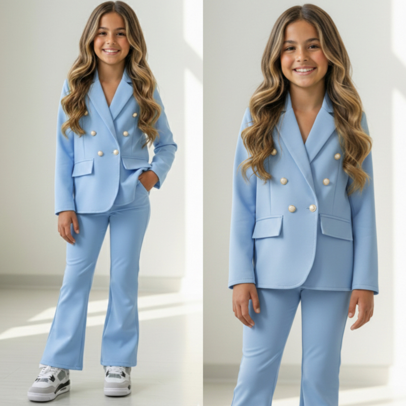 Color Pop Blazer Set - blauw