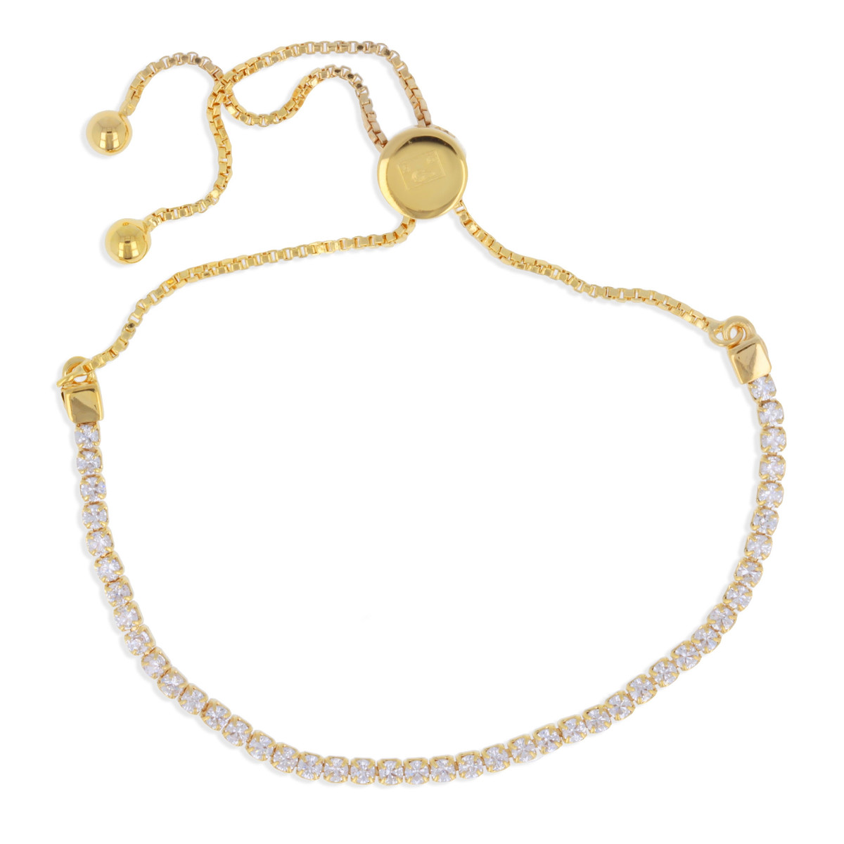 Bracelet plaqué or coulissant avec cubic zirconia