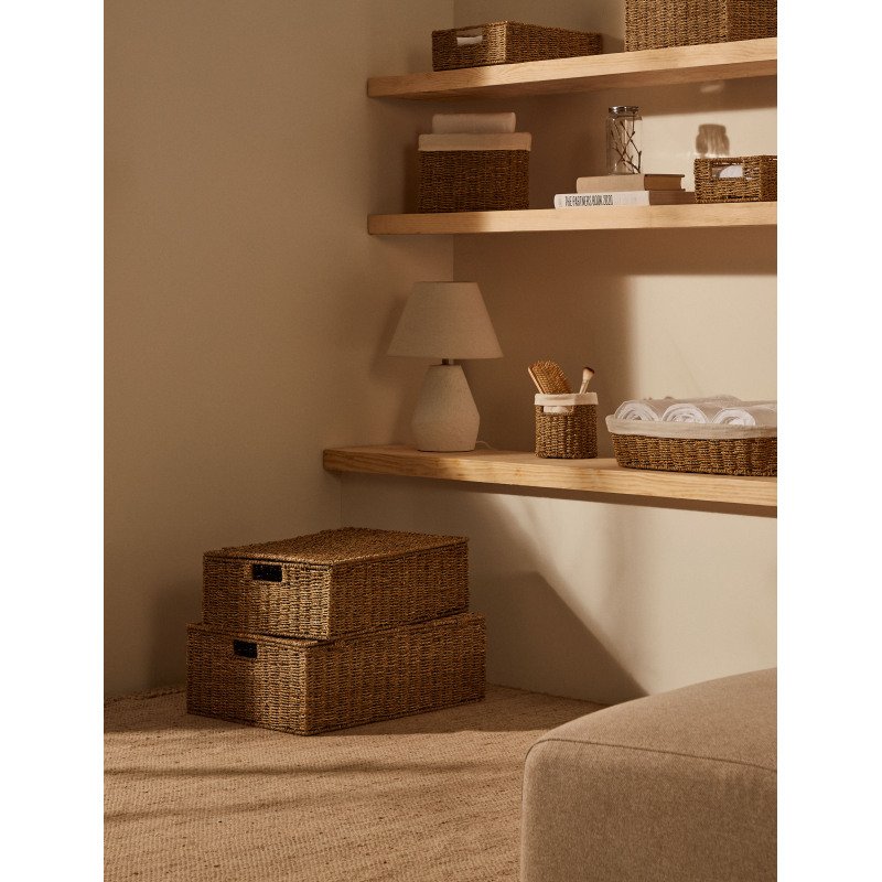 Lot Tossa de 2 boites avec couvercles en fibres naturelles 57 x 36 cm / 60 x 40 cm