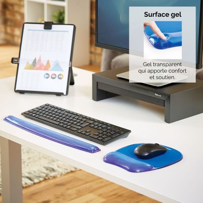 Fellowes - Tapis de souris avec repose-poignet Crystals Gel bleu