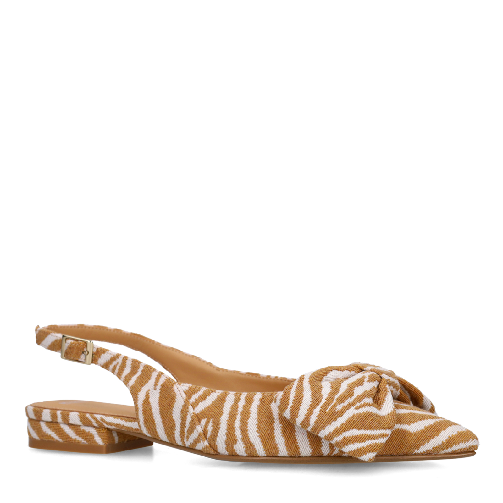 Cognac zebra slingbacks met strik