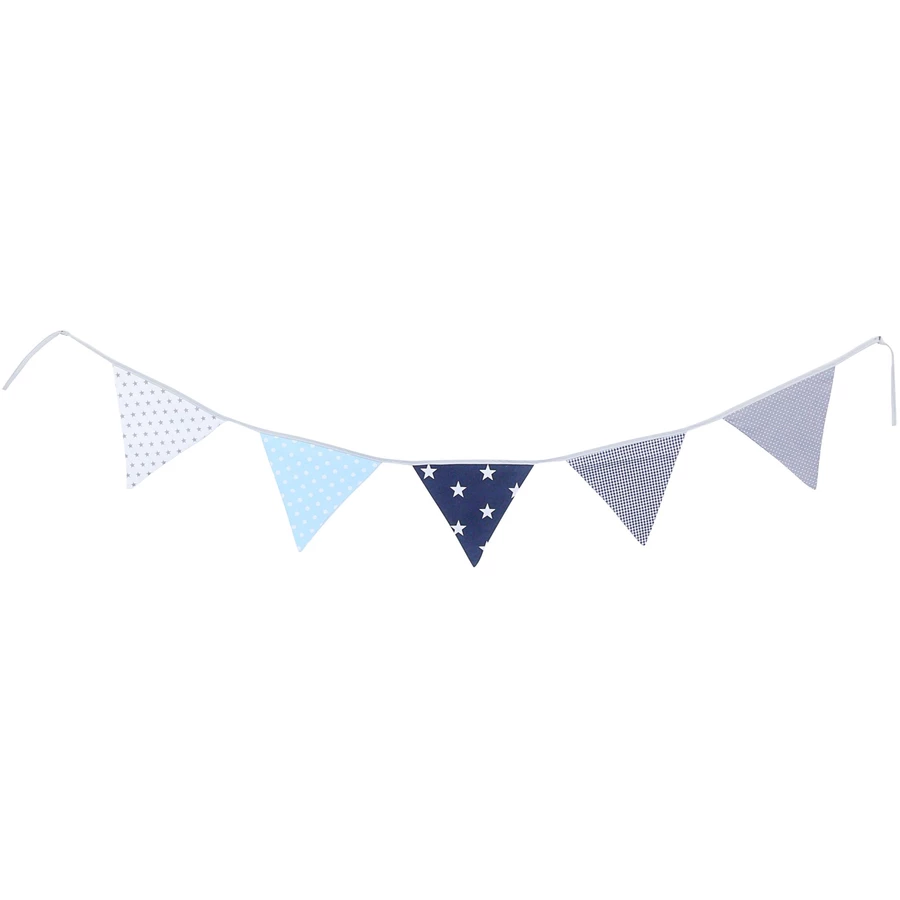 Ullenboom Wimpelkette & Stoffgirlande 190 cm (5 Wimpel) Blau Hellblau Grau