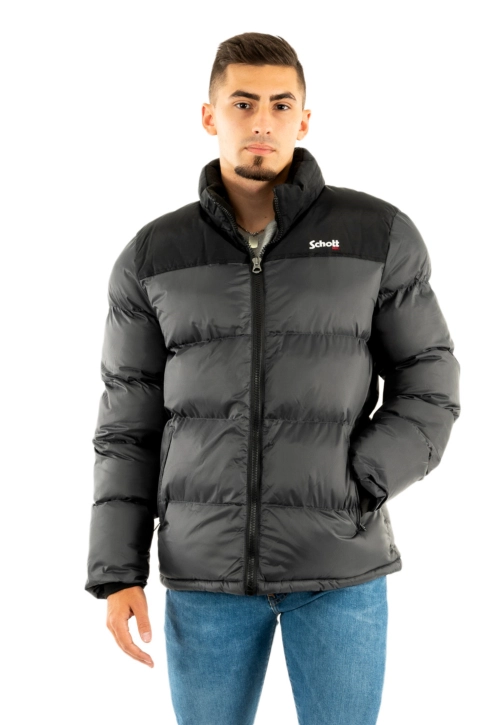 Doudounes schott empiecement et broderie anthracite