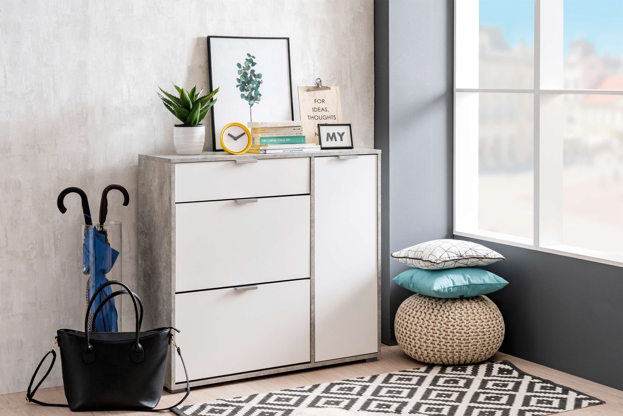 INOSIGN Schuhschrank »Arco 2, Schuhkommode, Schuhregal, Breite 102 cm« 2 Klappen mit Doppelschuhtrommeln, mit Schublade, in modernen Farben