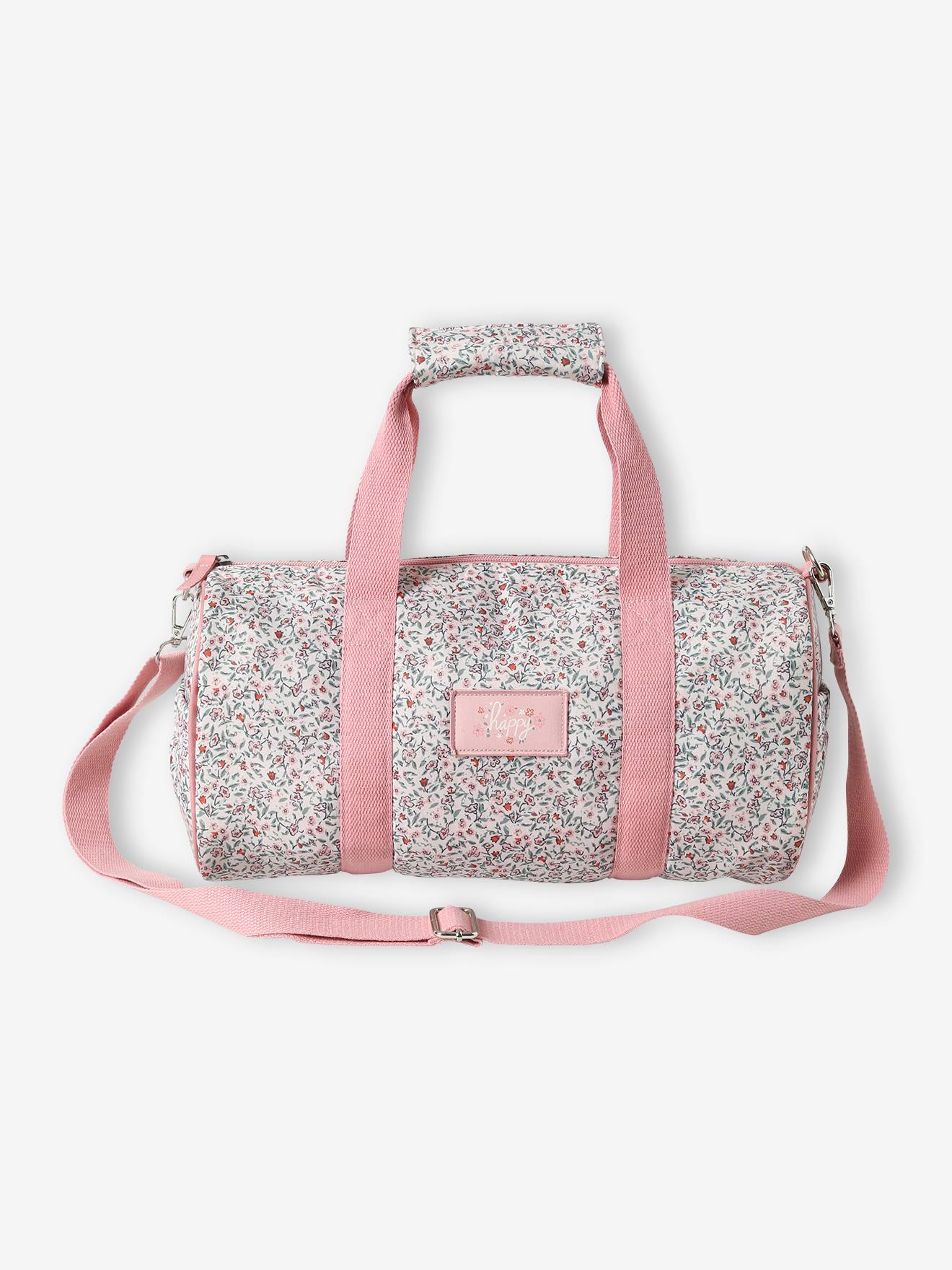 Bolsa esportiva rosa com estampa floral 