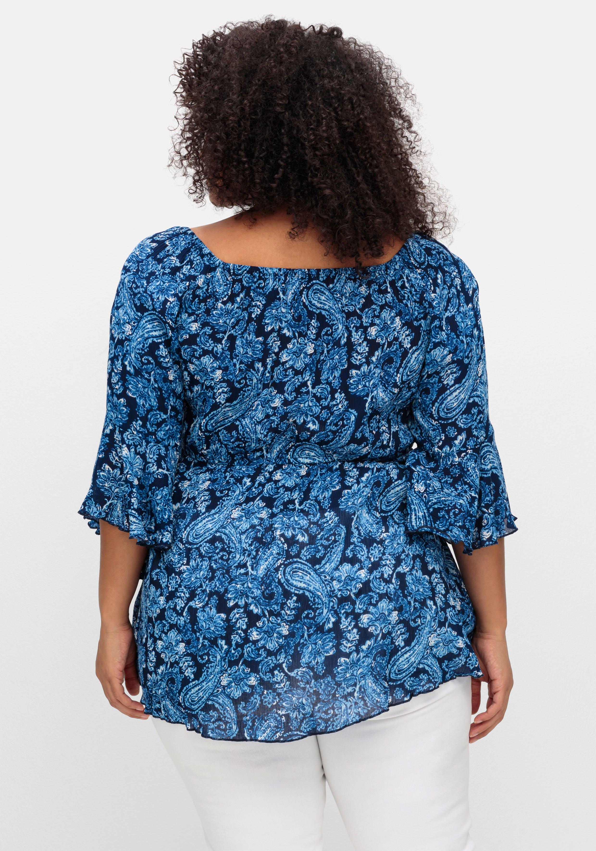Tunika mit Blumenprint und Volantärmeln