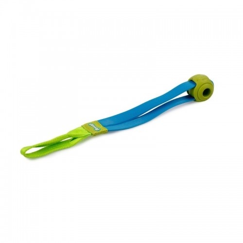 Brinquedo de bola elástica All for Paws Tugger com fita adesiva azul e verde para cães
