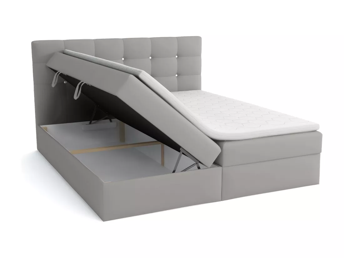 LIT BOXSPRING avec surmatelas Elegante 160x200 cm, gris clair