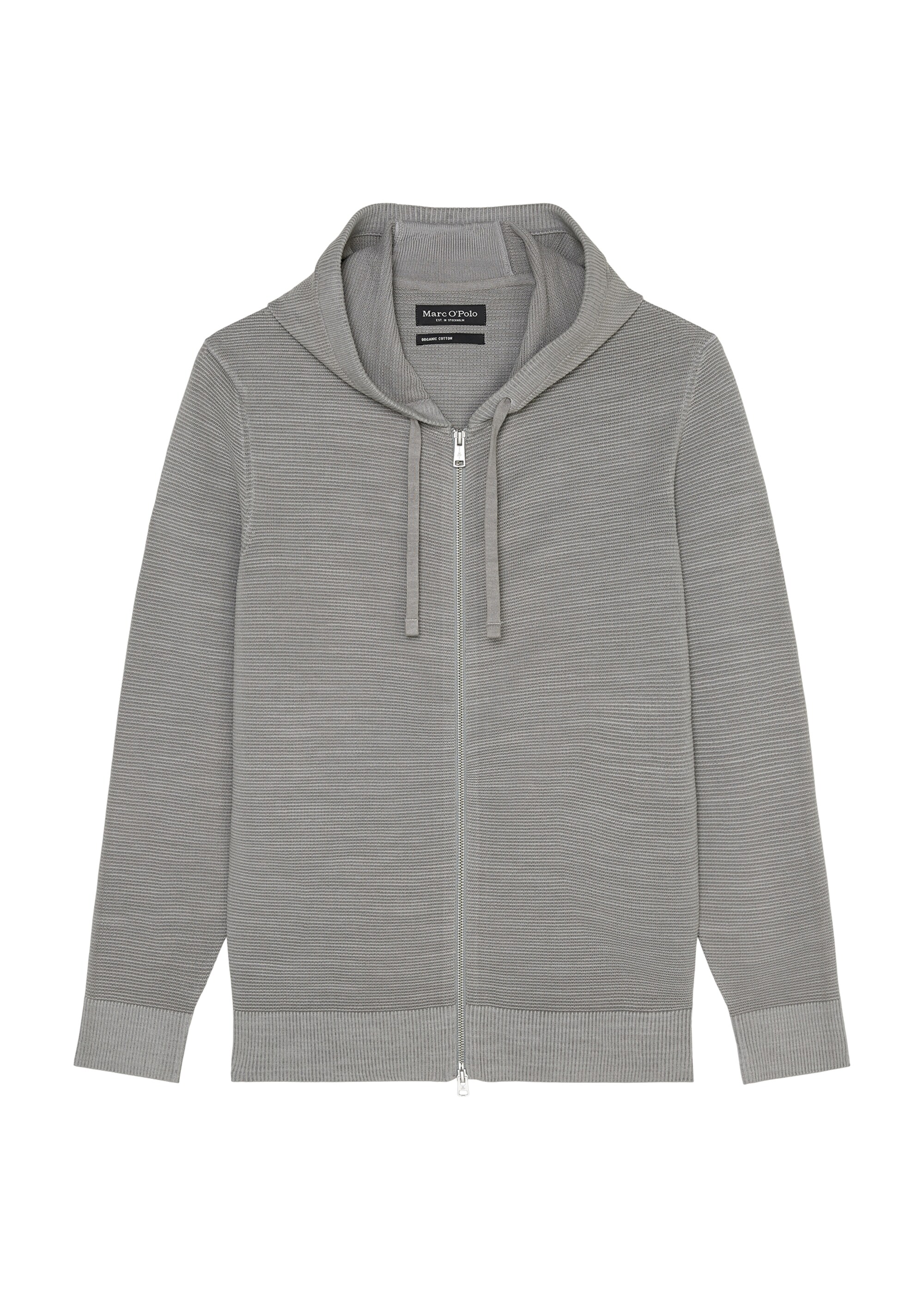 Kapuzen-Strickjacke regular mit quer gerippter Ottoman-Struktur