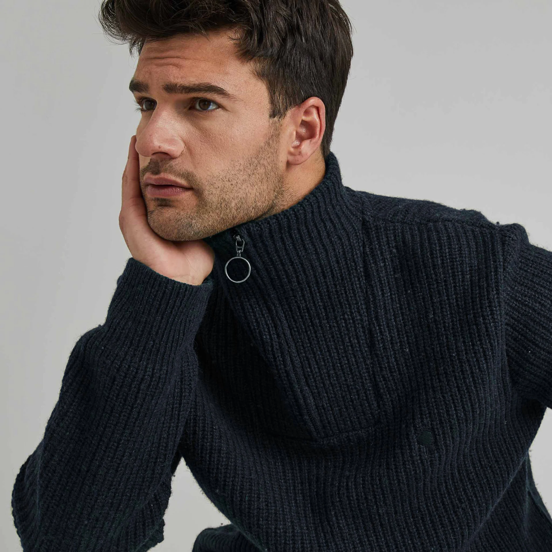Pull col camionneur bleu marine Laine - Modèle Ardenne