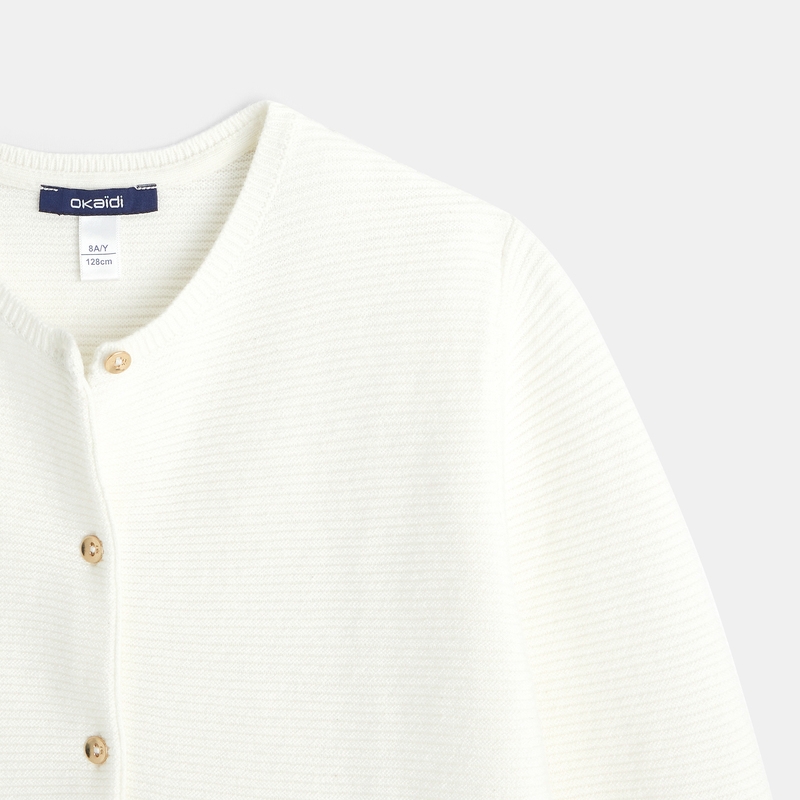 Gilet côtelé boutonné blanc fille