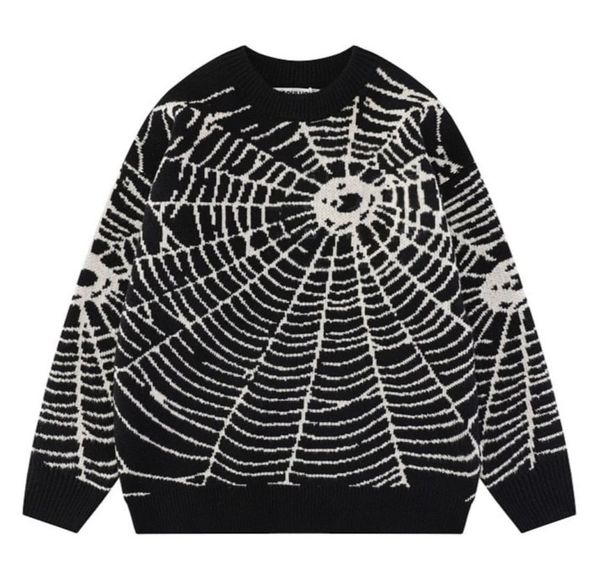 Sensarra - Koppel bijpassende spinnenweb jacquard oversized trui